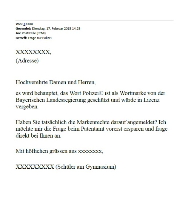 Anfrage Schüler an Bayern-Innenminister POLIZEI-Wortmarke 20150217